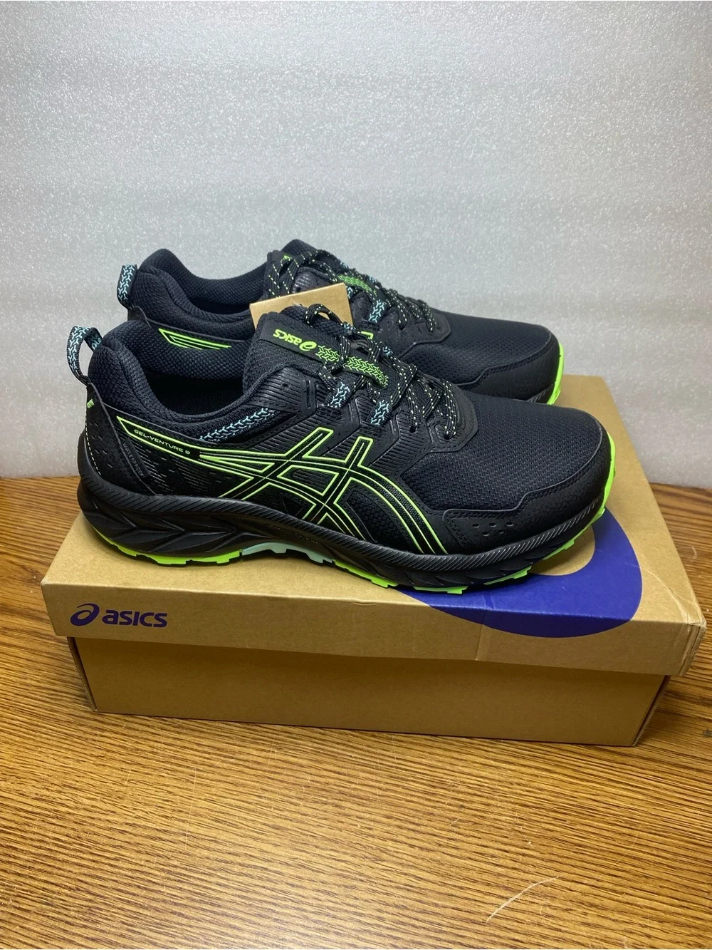 Asics Gel Venture 9 Waterproof Hiking Trail Running Shoes Black Mens Size 8 New